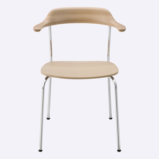 [FURN_0096] Chair Stackable (Wooden Seat) (Steel, White)